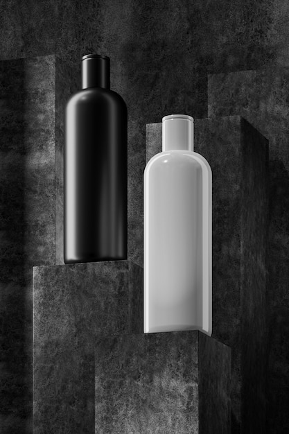 Photo product podium with moisturizer in bottles