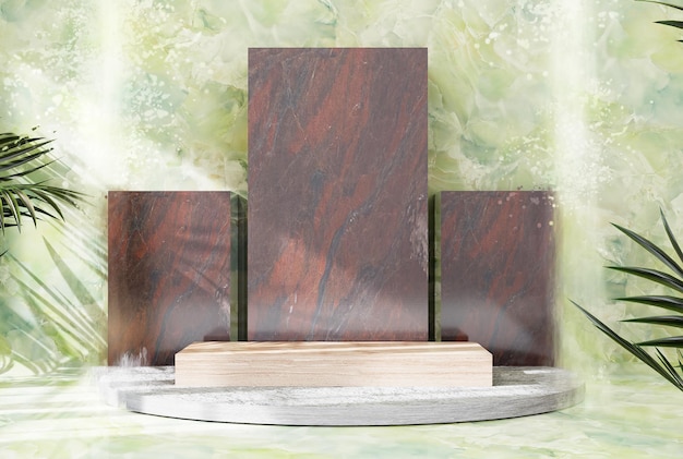 Photo product presentation podium with abstract background and stones