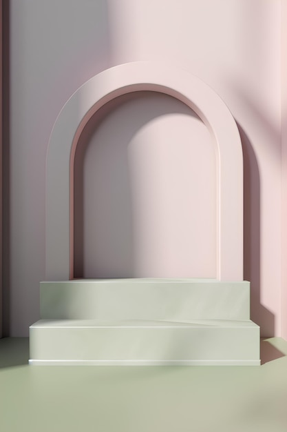 Product roze display podium Scènes geometrisch platform 3d Ai gegenereerd