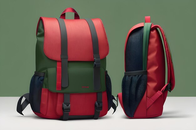 Photo product shot new elegant sport backpack red and green