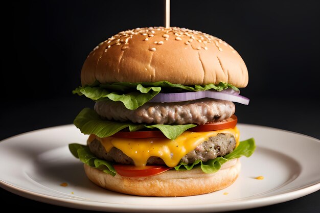 product shot van ultra realistische sappige cheeseburger