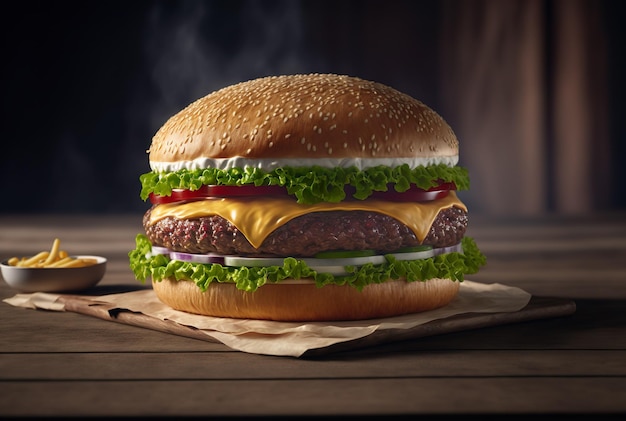 Product shot van verse grote hamburger of cheeseburger generatieve ai