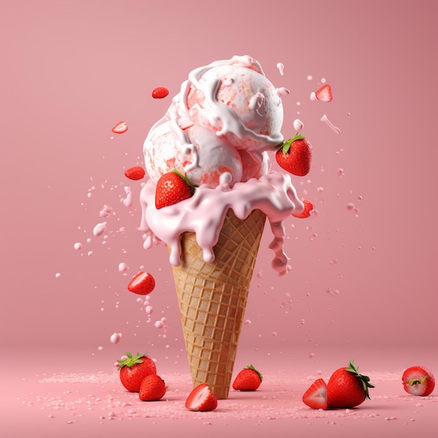 Product shots of Delicious strawberry ice cream i