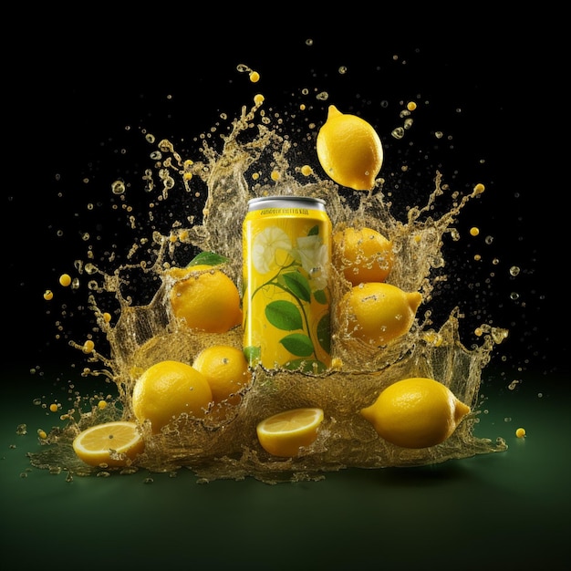 Product shots of Sprite Lemon high quality 4k ultra