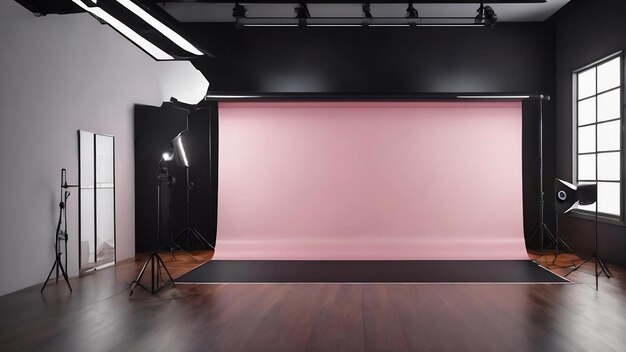 Product showcase with spotlight black studio room background