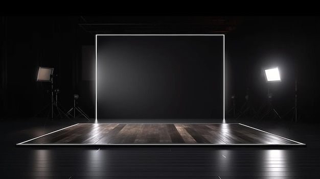 Product showcase with spotlight Black studio room background