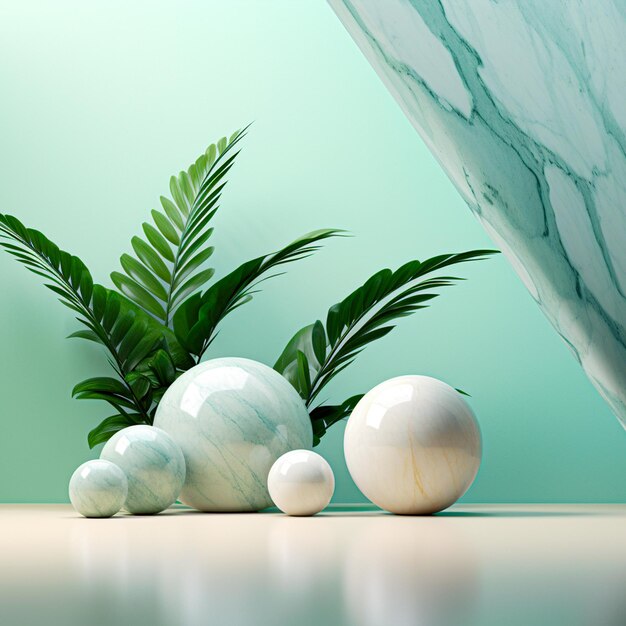 Photo product showcasing podium and marble texture background with nature