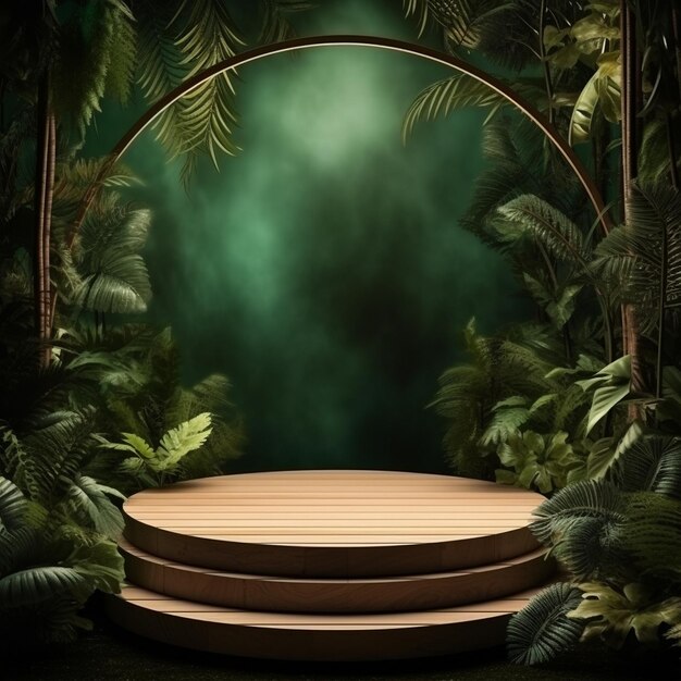 Product Stage Podium Wood Jungle