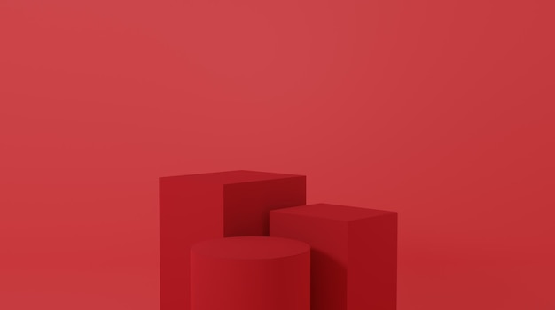 Foto supporto del prodotto in red room, studio scene for product, design minimale, rendering 3d, natale e hap