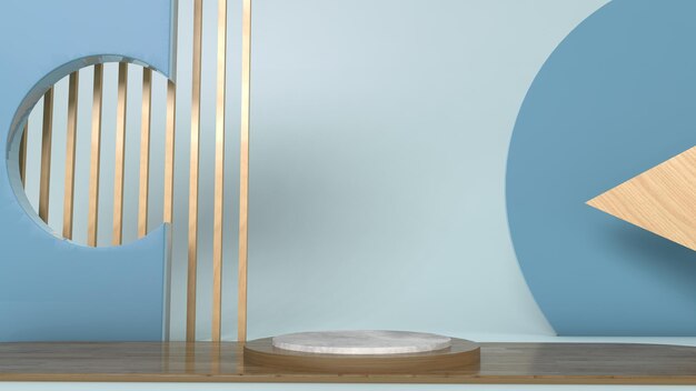 Product wooden podium clean design 3d rendering