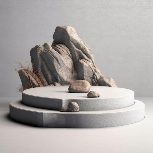 productdisplay podium met vervaagde natuur laat achtergrond 3D-rendering