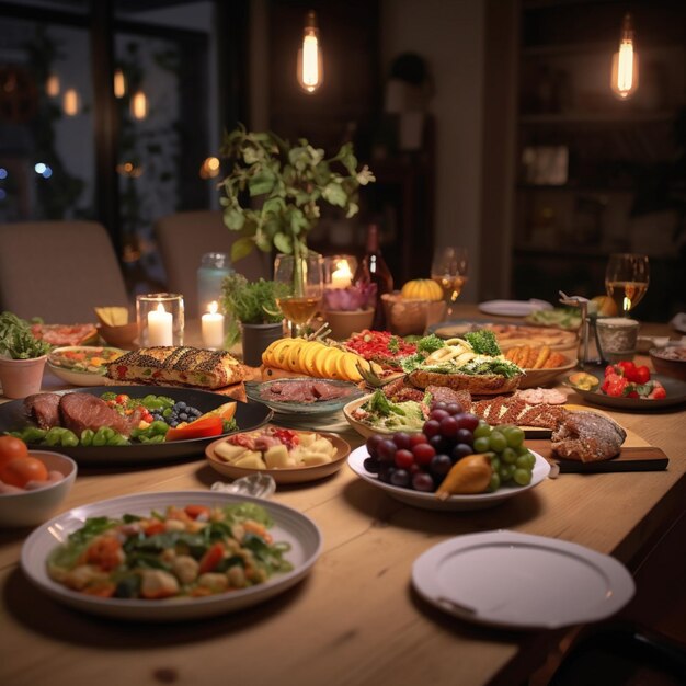 Foto productfoto's van tafel met veel lekker eten