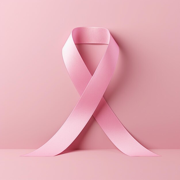 Productfoto van een roze lint op een roze achtergrond Hoogwaardige foto