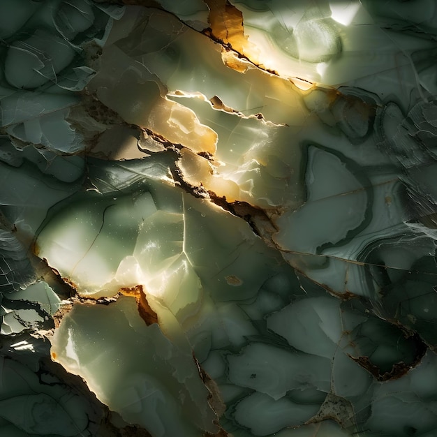 Productfotografie gepolijste jade steen plaat met lichte zon schittering Naadloze textuur groene steen