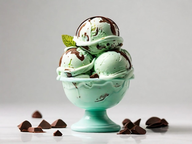 Productfotografie van Mint Chocolate Chip Ice Cream in een schaal.