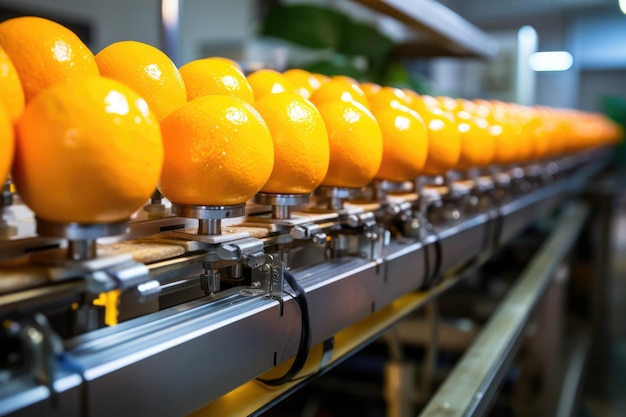 Productielijn voor vruchtensap bij de transportband van de drankfabriek