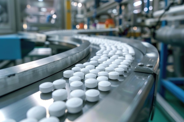 Фото Производство и упаковка белых таблеток на фармацевтическом заводе