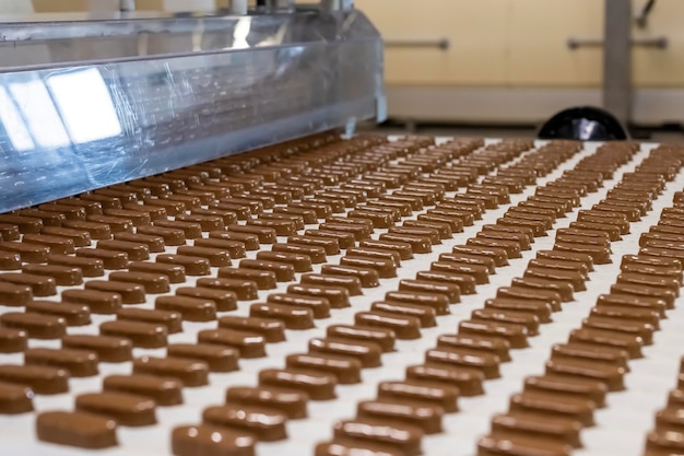 The production of chocolate bars the confectionery factory the concept suspension of production sanc