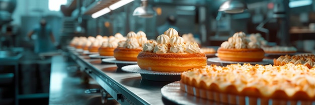 production and decoration of cakes and pies at the factory