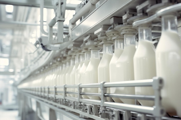 Foto fabbrica tecnologica industriale di produzione del latte