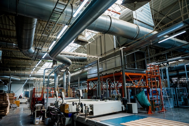 Production line of the wooden floor factory.