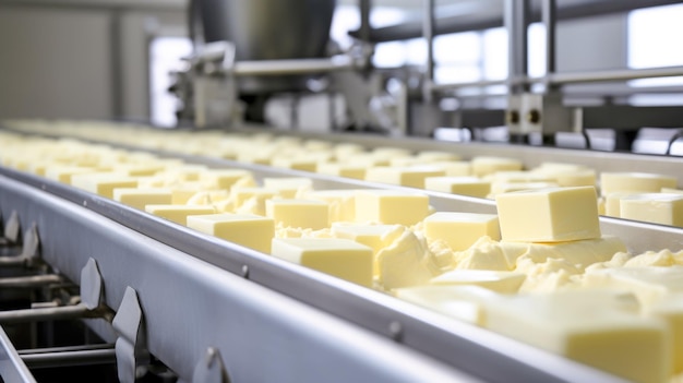 写真 工場で新しい商品の生産 近代的な技術 バター食品
