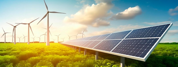 Foto produzione di energia verde sostenibile generative ai