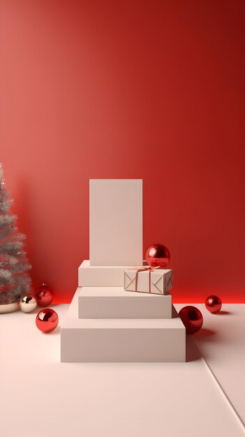 Productpodiumstandaard met kerstthema-achtergrond