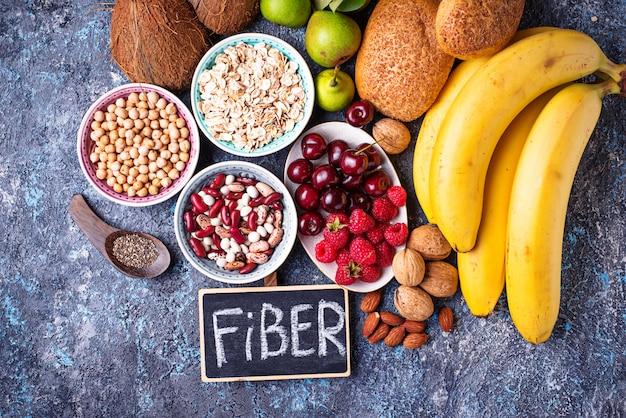 Products rich in fiber. Healthy diet food 