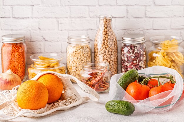 products in textile eco-friendly shopping bags and glassware