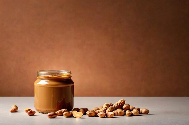Productverpakking mockup foto van Jar of peanut butter studio reclame fotoshoot