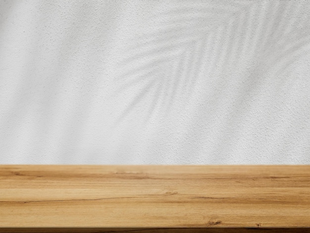 Productweergave achtergrondafbeelding met bladerenschaduw en houten voortafel