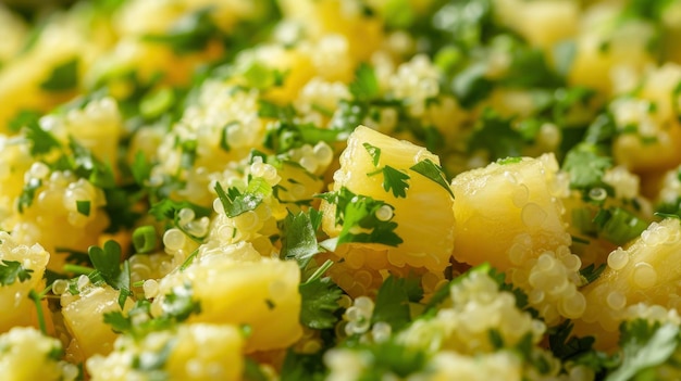 Proef de levendige lekkernijen van de ananas- en cilantro-quinoa-salade