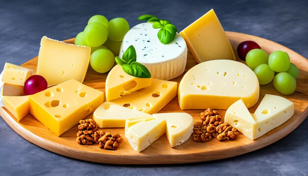 Proeverij van een assortiment kaasplankjes met brie, camembert, cheddar en meer, gastronomisch