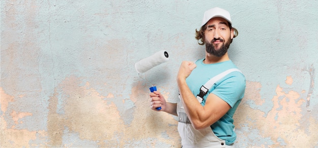 Profesional painter strong pose
