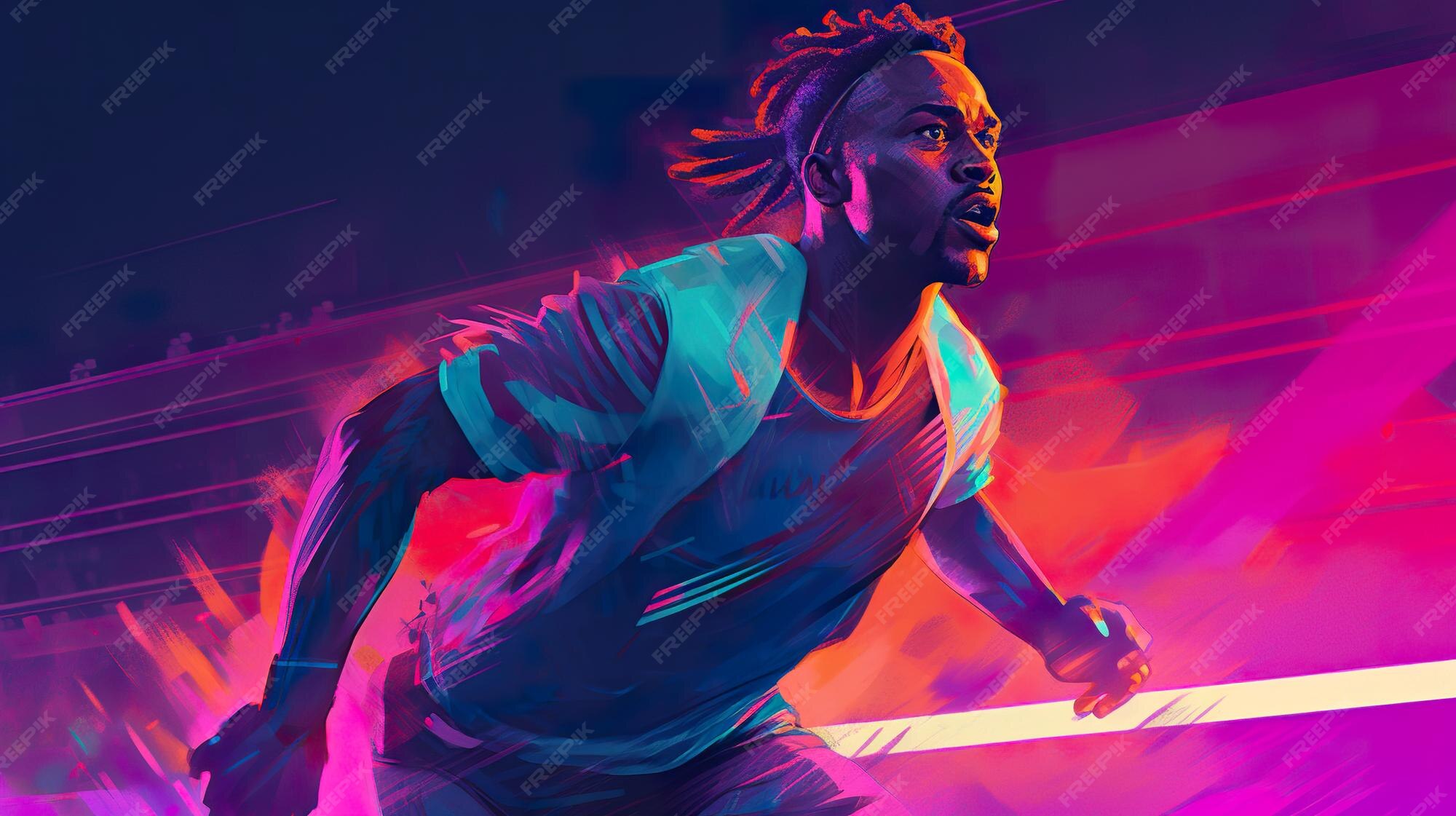 Premium AI Image | A professional athlete competing in a stadium ai