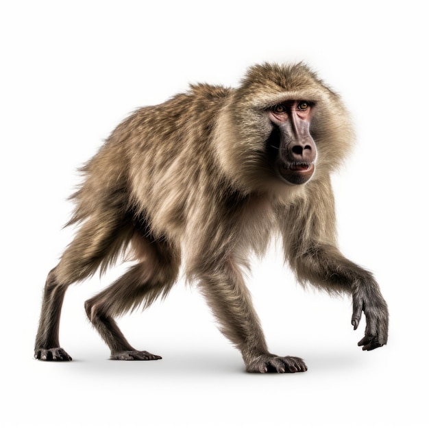 Professional Baboon Photo Full Body 8k Uhd Isolated On White Background