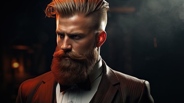Professional barber man with hairstyle and beard