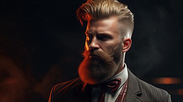 Professional barber man with hairstyle and beard