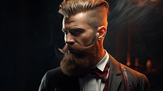 Professional barber man with hairstyle and beard