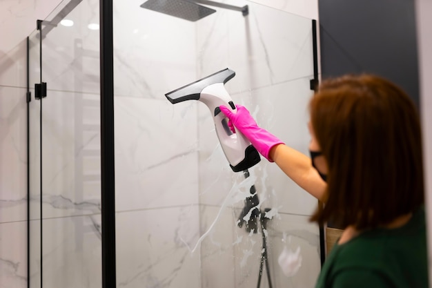 Professional bathroom cleaning process