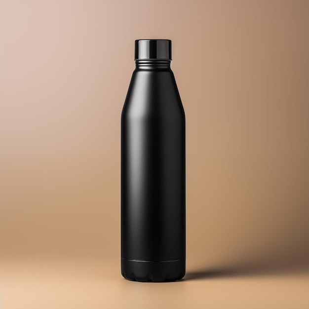 Professional Black Aluminium Bottle Mockup for Product Photography