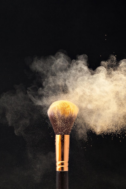 Professional black make-up brush with powder