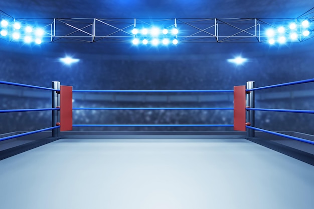 Professional boxing ring 3d illustration