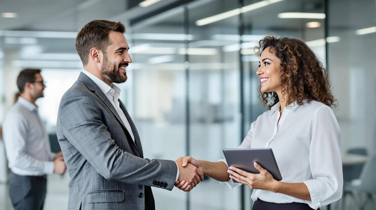 Photo professional business handshake in modern office