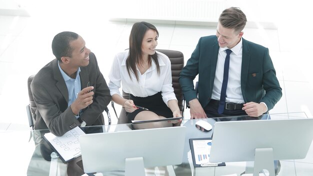 Professional business team sitting at Desk in the office