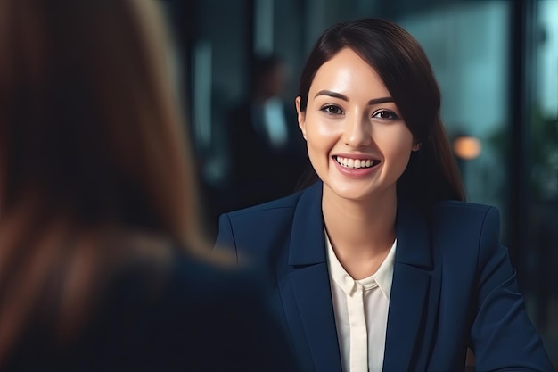 Professional Businesswoman Smiling During a Meeting