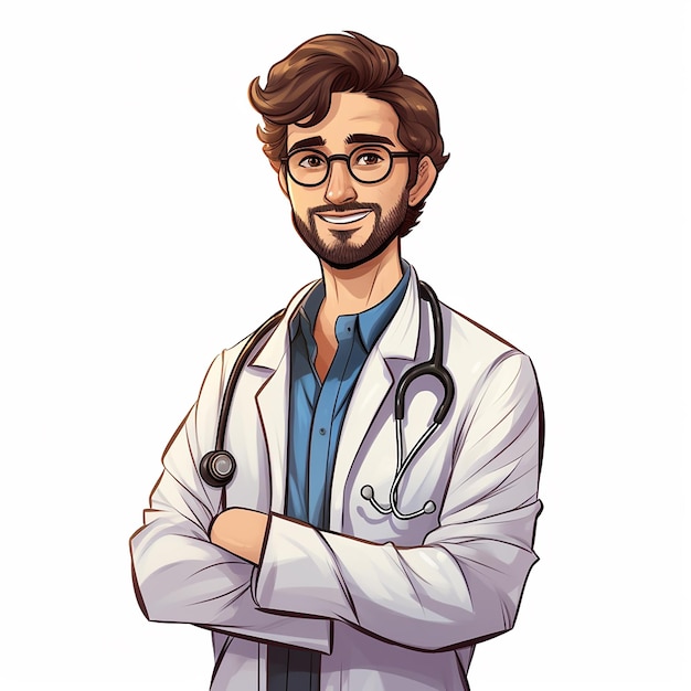 Professional Care HandDrawn Cartoon Male Doctor Illustration