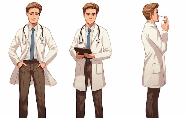 Professional Care HandDrawn Cartoon Male Doctor Illustration