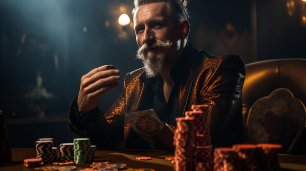 Photo professional casino gambler elegant gambler